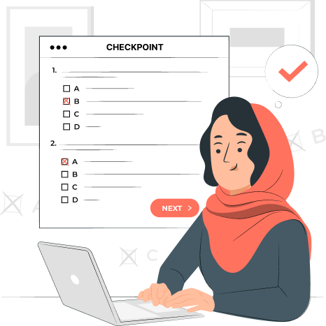 Woman taking an online exam